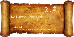 Kaluzsa Paszkál névjegykártya